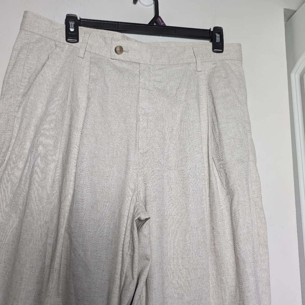 Banana Republic Trousers Linen Blend Wide Leg Flax High Rise Pants Sz 16